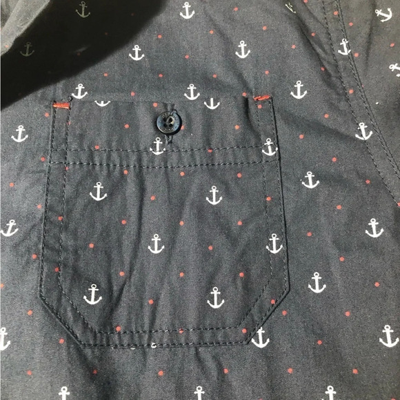 PaperDenim&Cloth Navy Blue Nautical button Down long sleeve shirt 100% Cotton - Picture 10 of 11